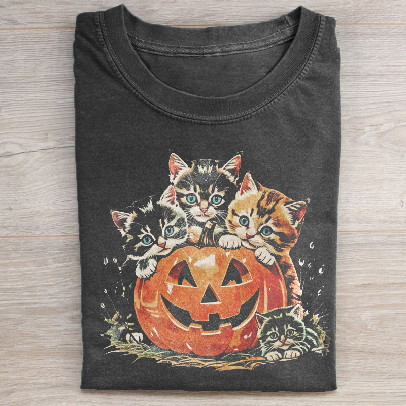 Vintage 90s Cat Halloween T-shirt-Teevibe