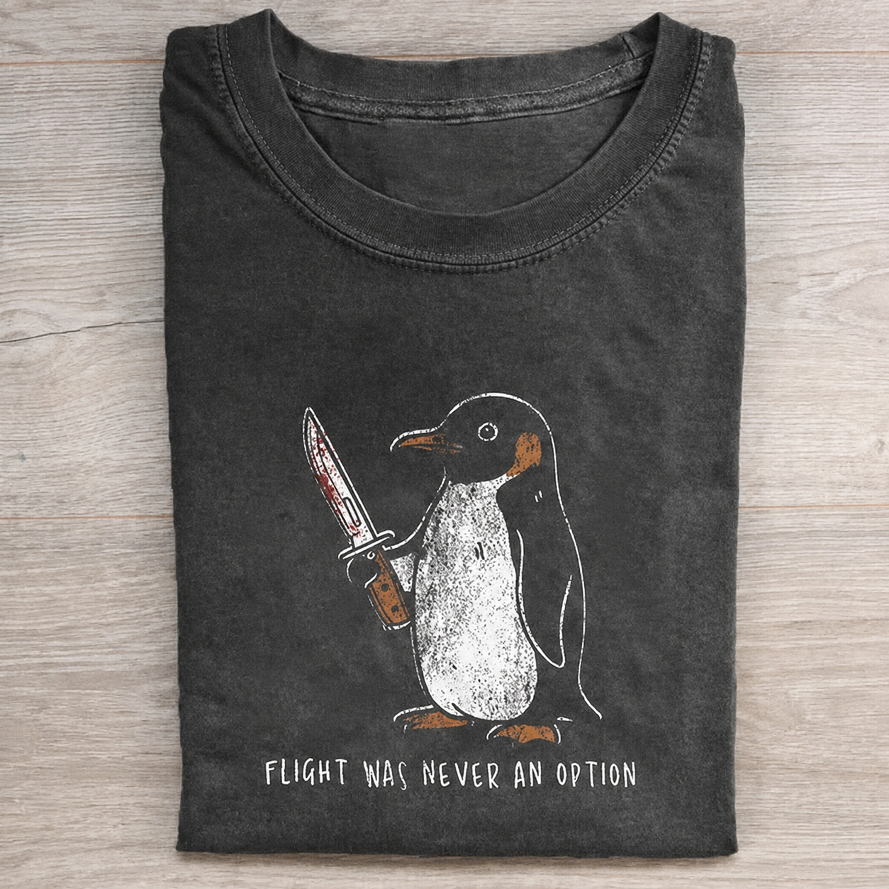 Bloody Dagger Penguin Slogan Tee-Teevibe