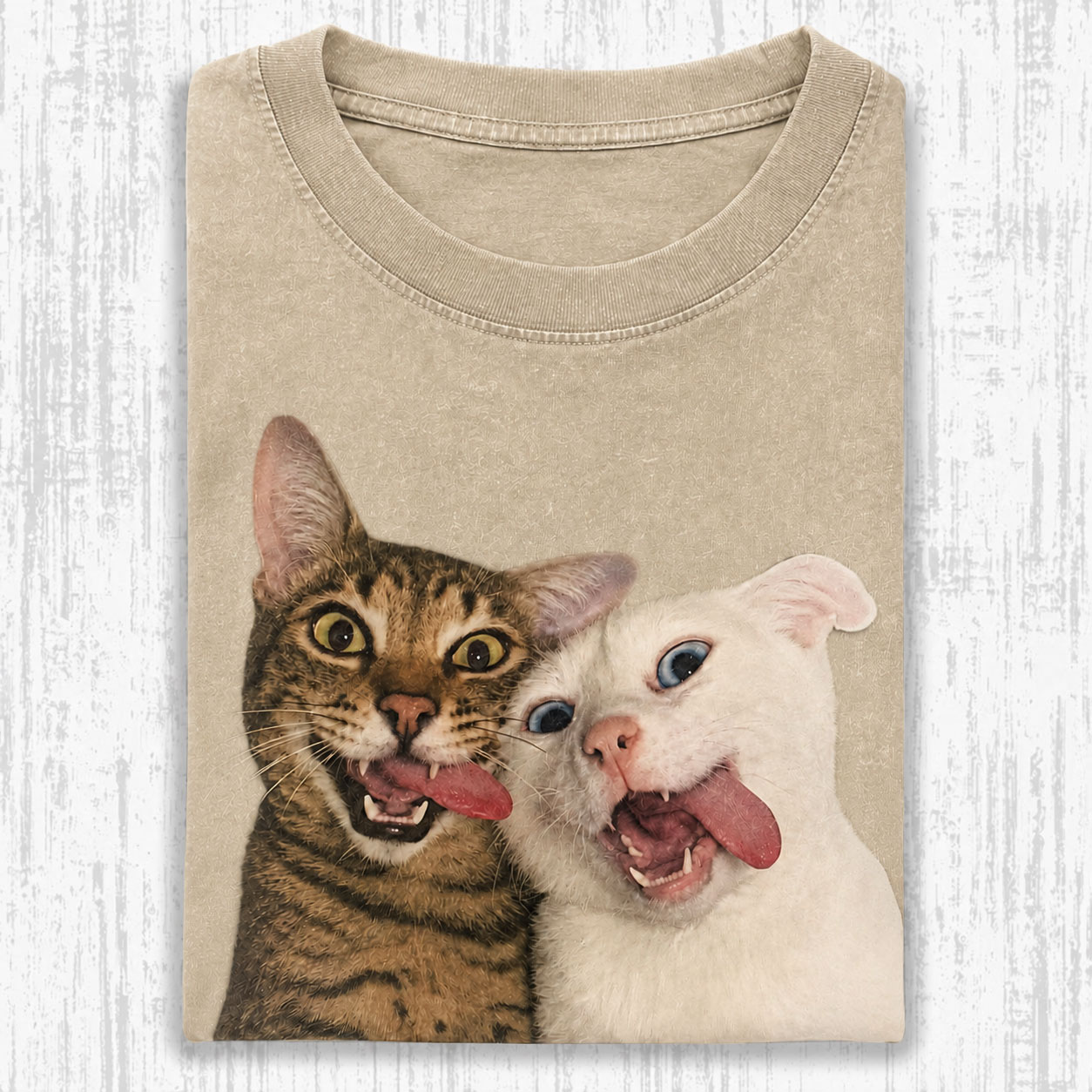 Crazy Selfie Two Cats Vintage Comfort Colors Tee-Teevibe