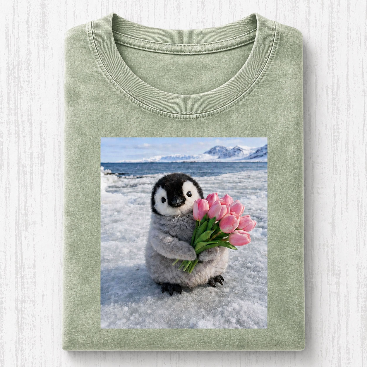 Tulip Bouquet Penguin Vintage Comfort Tee-Teevibe