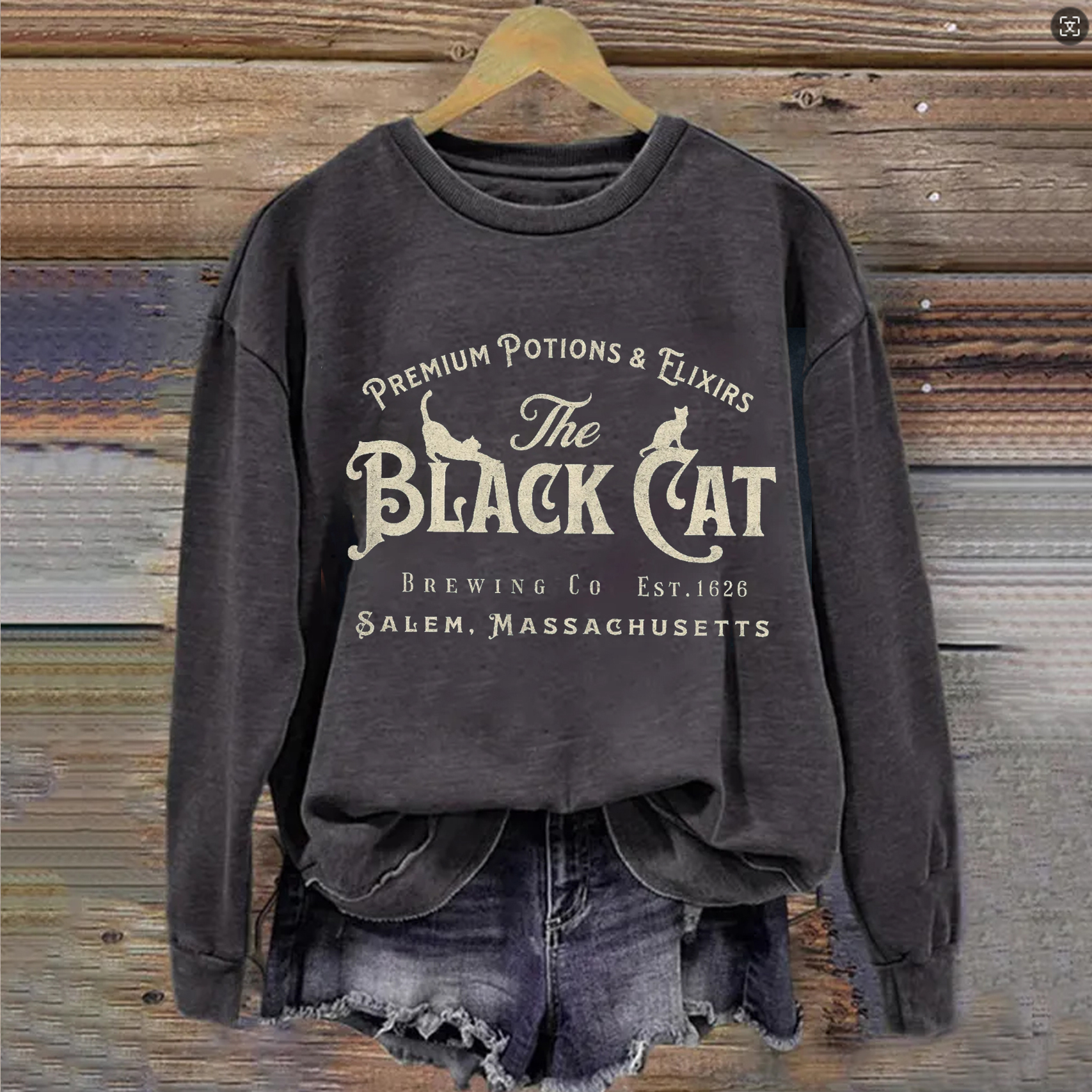 Vintage Salem Black Cat Sweatshirt-Teevibe
