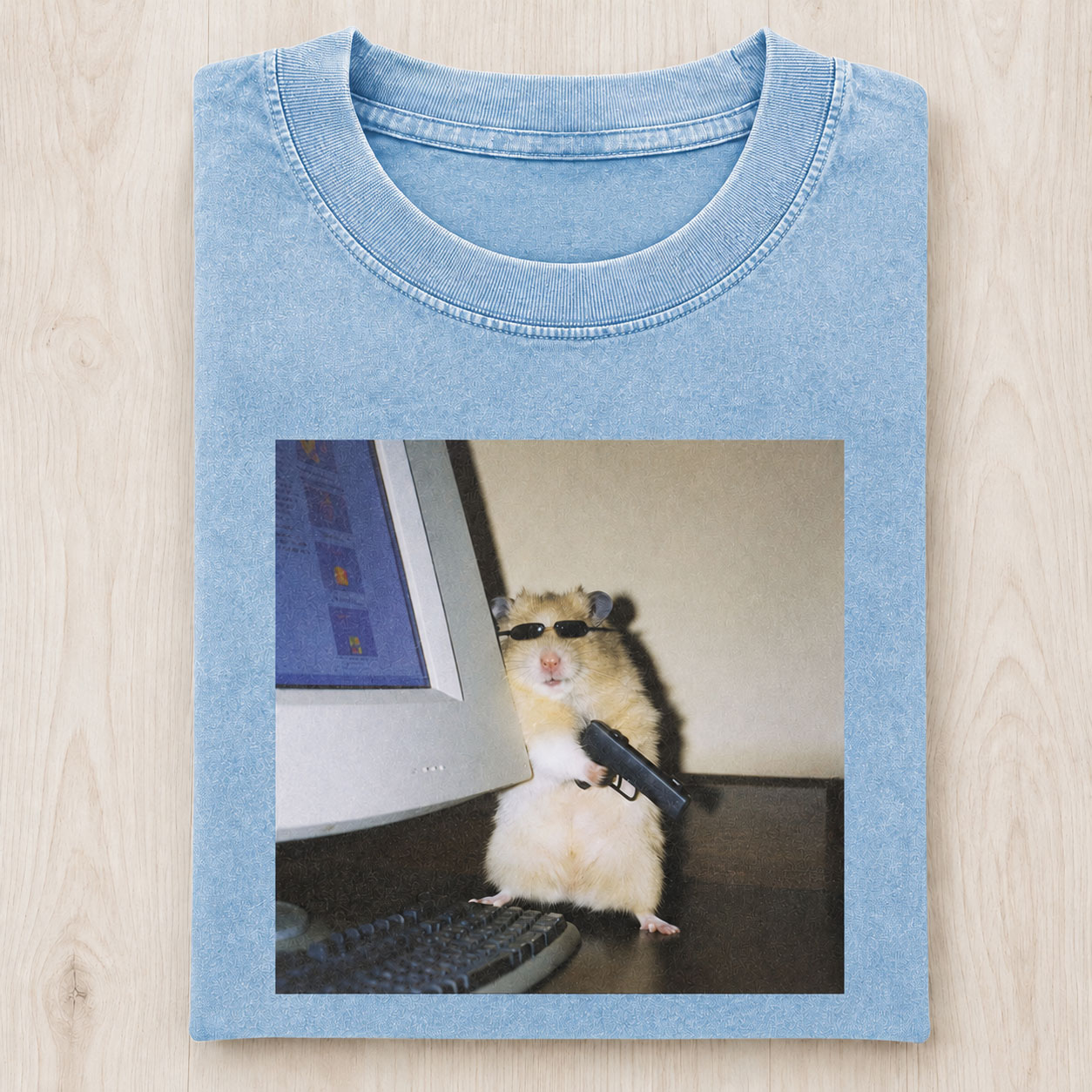 Sunglasses Hacker Hamster Meme Vintage Comfort Colors Tee-Teevibe