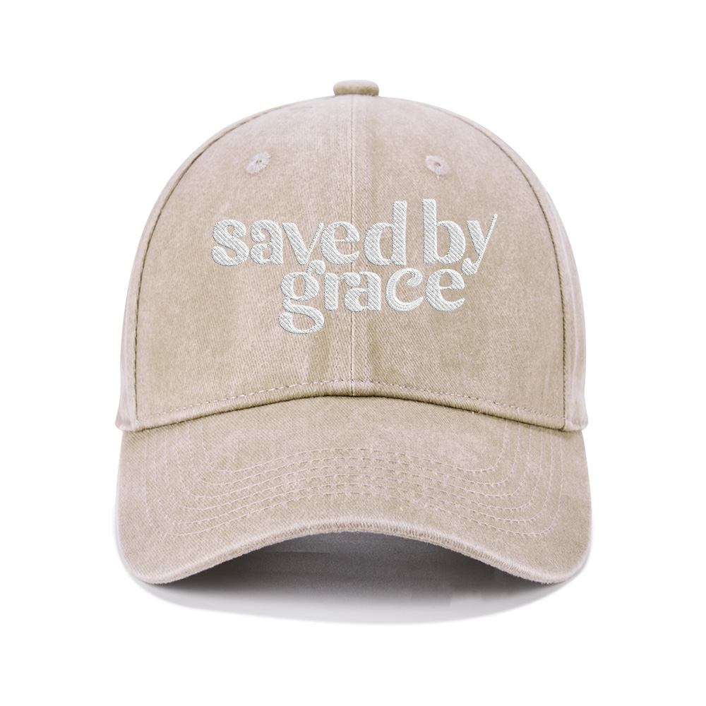 Save By Grace Christian Washed Hat-Teevibe