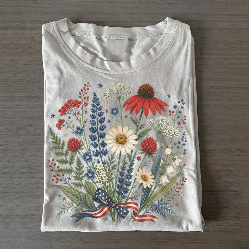 Floral 4th of July T-shirt-Teevibe