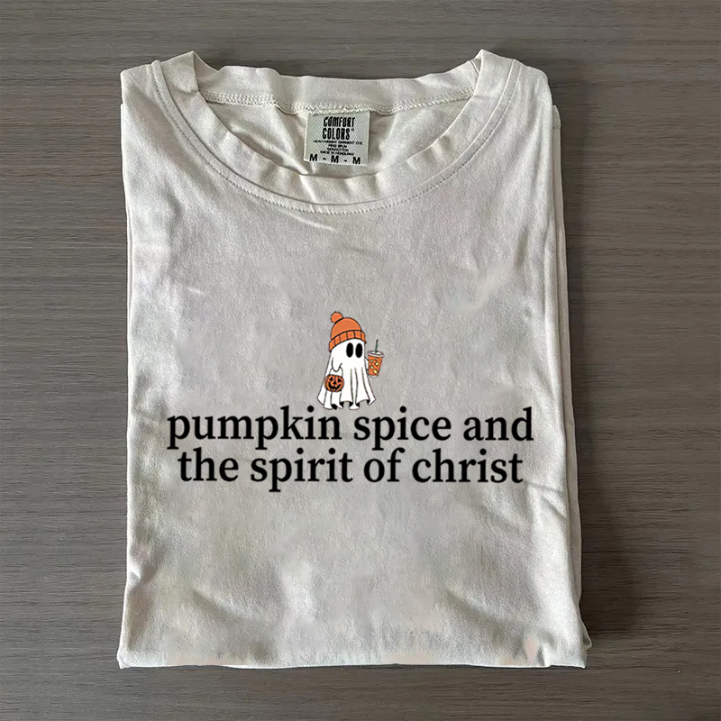 Cute Ghost Pumpkin Spice Coffee T-shirt-Teevibe