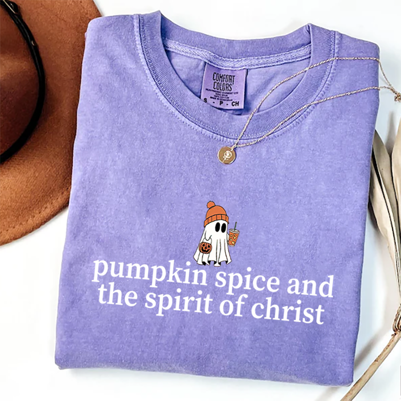 Cute Ghost Pumpkin Spice Coffee T-shirt-Teevibe