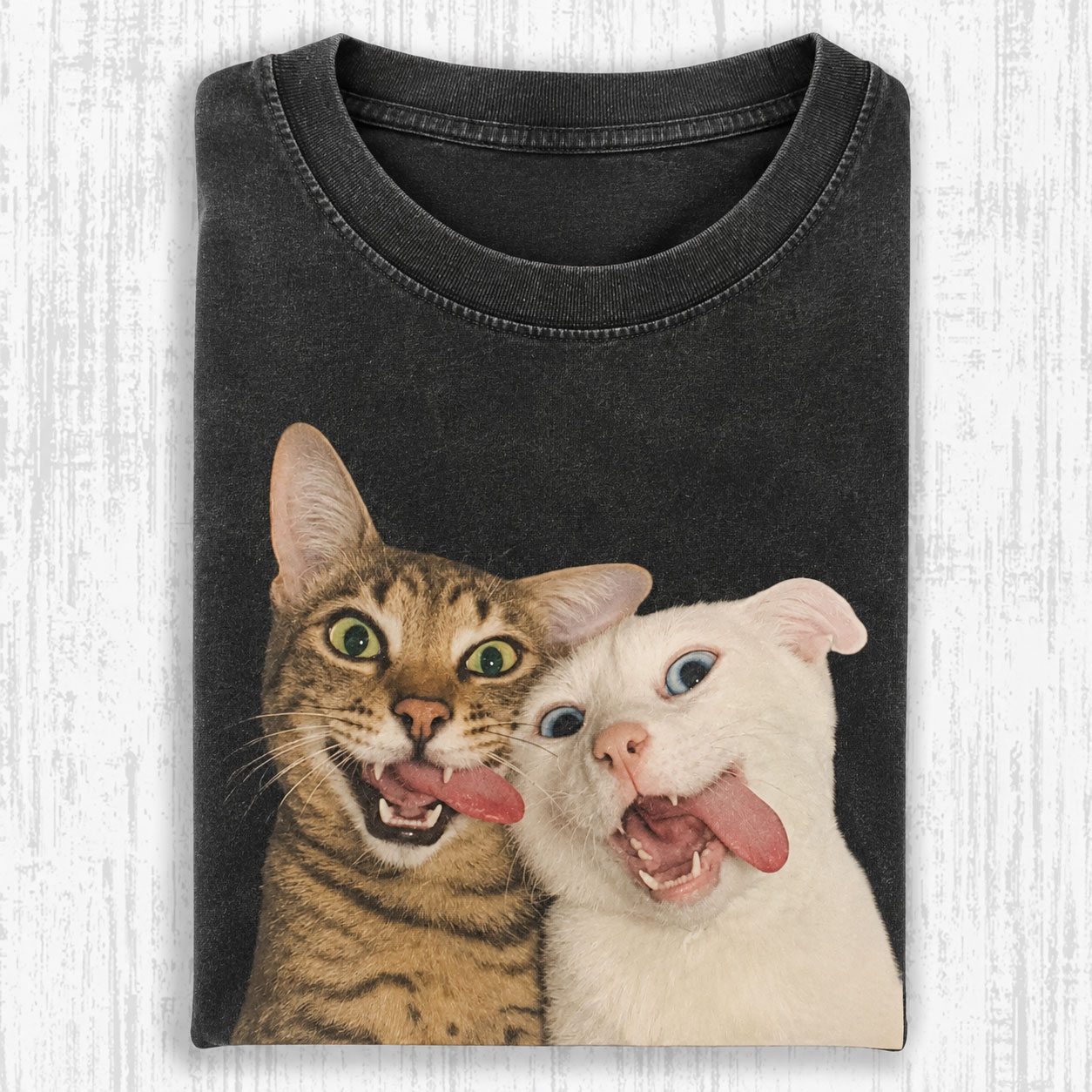 Crazy Selfie Two Cats Vintage Comfort Colors Tee-Teevibe