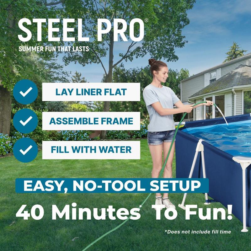 Piscina desmontable Bestway Steel Pro de estructura metálica (9,8' x 6,6' x 26") con bomba de filtro