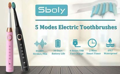 Cepillo de dientes eléctrico sónico recargable e inteligente con 5 modos