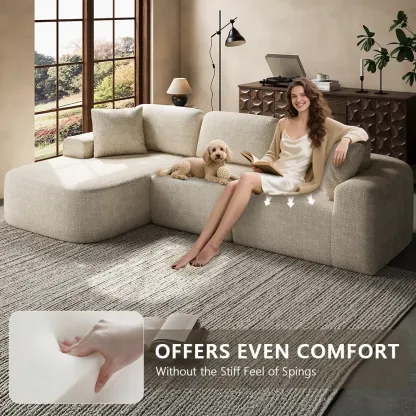 Sofá seccional modular de 107 pulgadas con chaise longue, sin necesidad de montaje, tapicería moderna con textura tejida, diseño convertible en forma de L para la sala de estar; un regalo para toda la familia: esposos, padres, etc.
