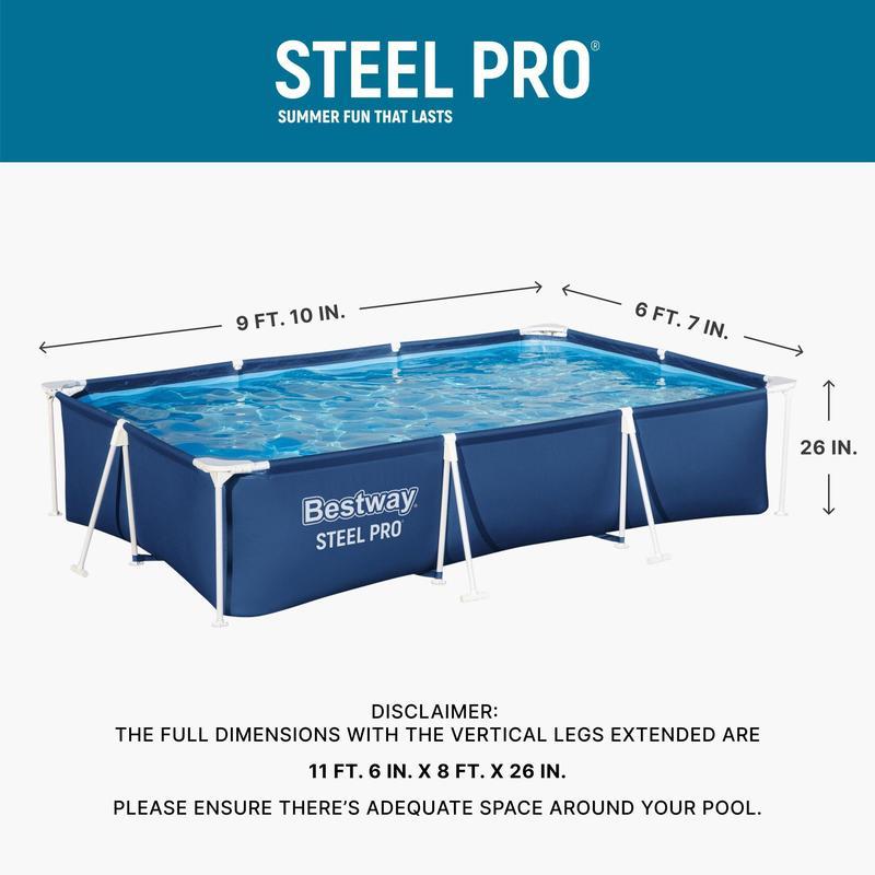 Piscina desmontable Bestway Steel Pro de estructura metálica (9,8' x 6,6' x 26") con bomba de filtro