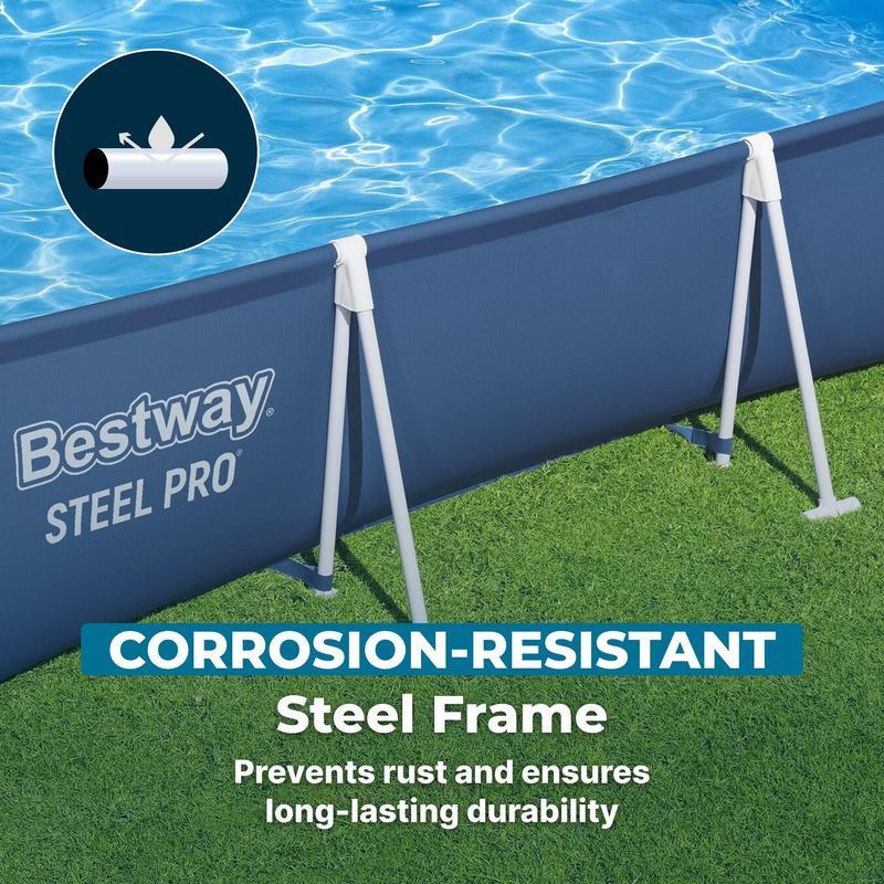 Piscina desmontable Bestway Steel Pro de estructura metálica (9,8' x 6,6' x 26") con bomba de filtro