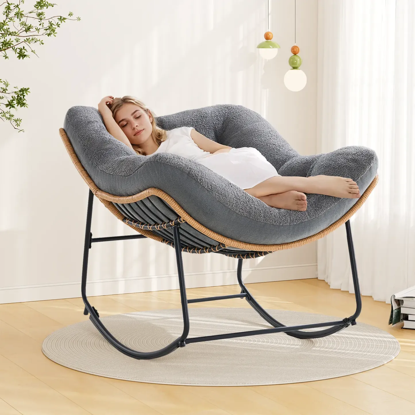 Mecedora ONBRILL de gran tamaño para interiores y exteriores: cómoda silla Papasan