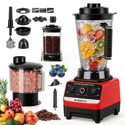 Licuadora Profesional 8 en 1 de 9500W, 4 Litros, Procesador de Alimentos Multifuncional con Molino, Picadora de Carne y Trituradora de Hielo, 15 Velocidades, para Hogar y Negocio