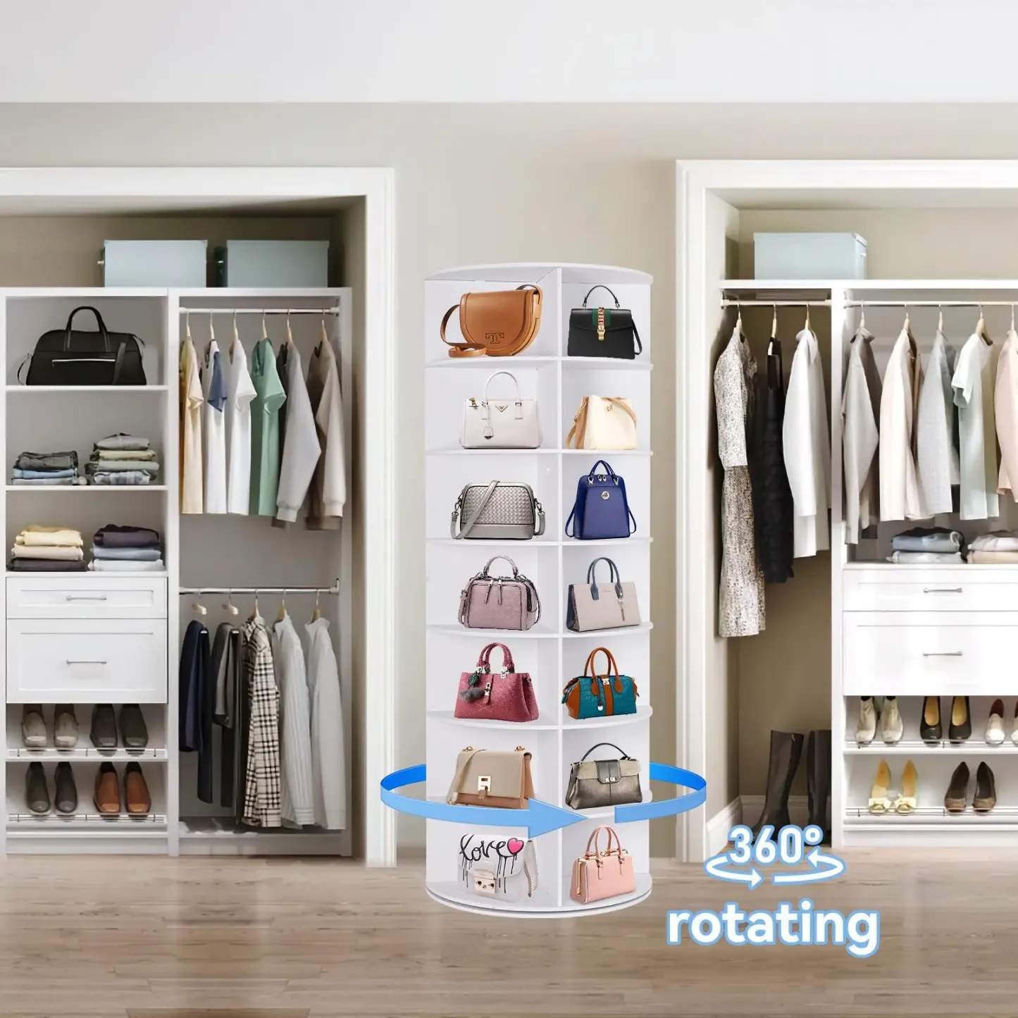 Zapatero Giratorio 360° de 7 Niveles, Organizador Circular para 28 Pares de Zapatos, Ahorra Espacio para Entrada, Dormitorio y Sala