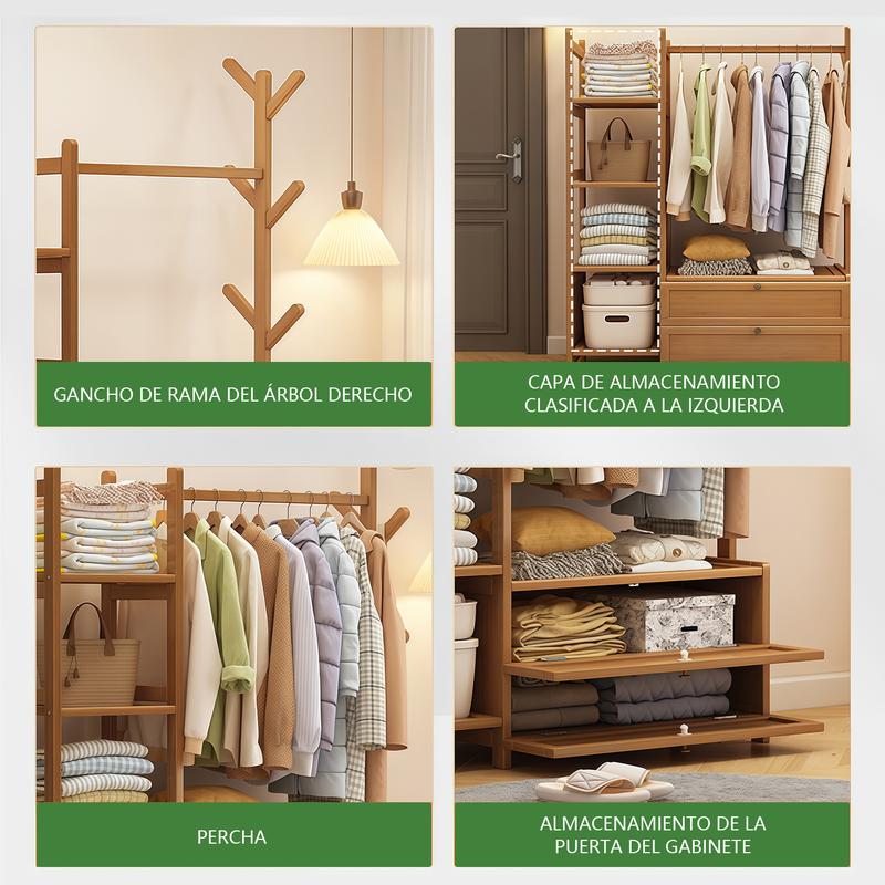Perchero multifuncional Grande para organizar ropa Madera Closet Organizador