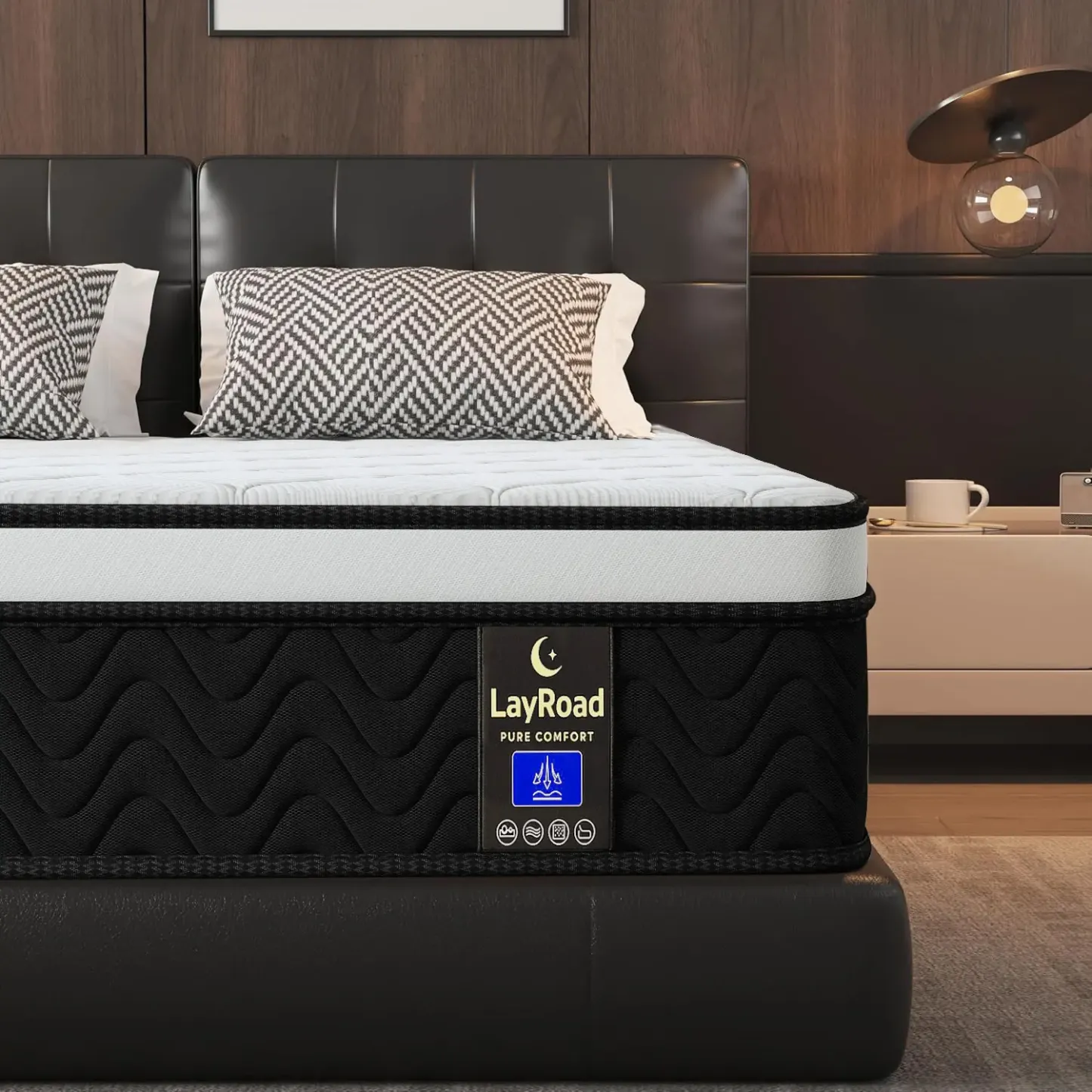 Colchón híbrido en caja de 12 o 14 pulgadas (tamaños Twin, Full, Queen o King) de espuma viscoelástica | Resortes ensacados + soporte por zonas | Suave y cómodo, alivio de presión, firmeza media, certificado CertiPUR-US