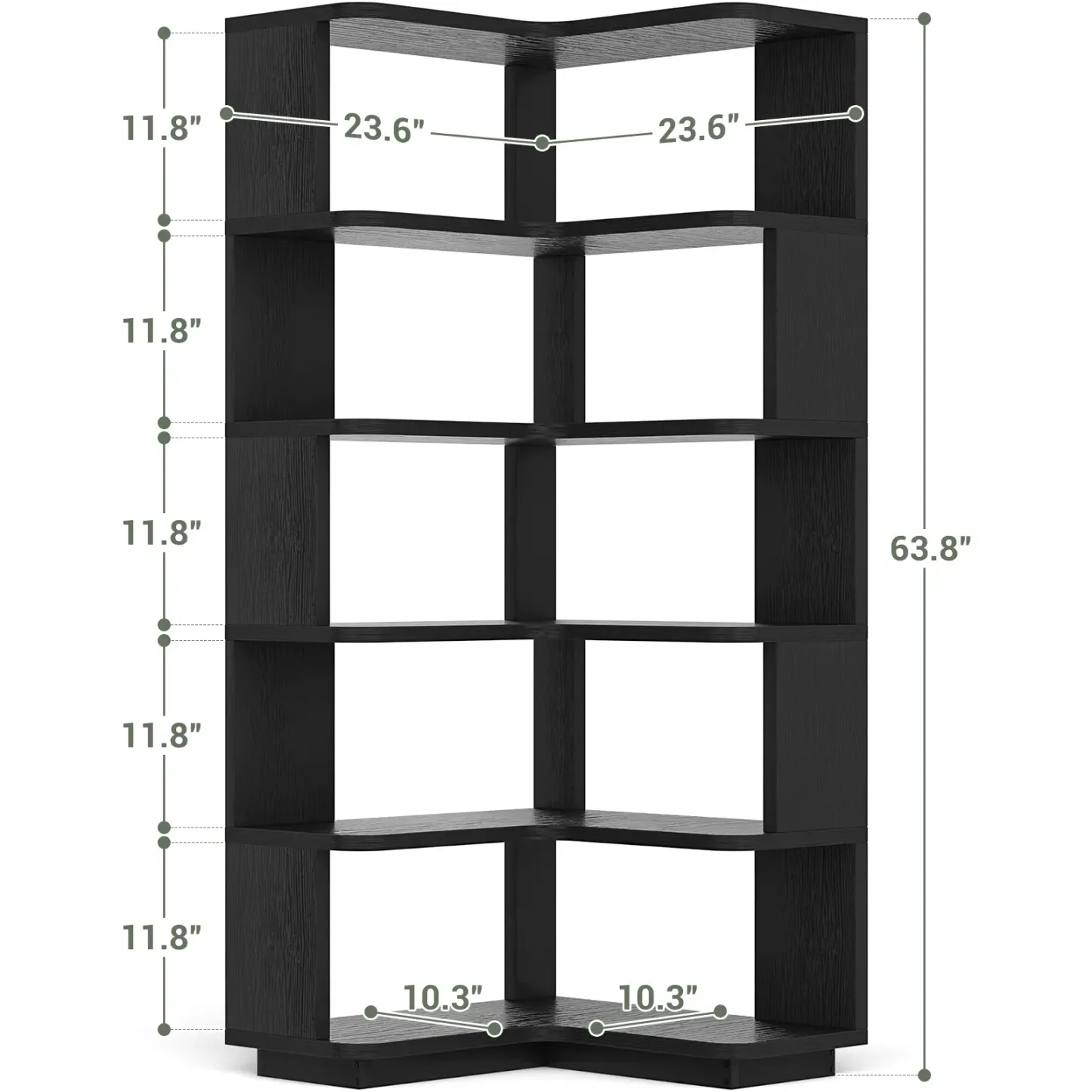 Estantería esquinera de madera, librería independiente en forma de L con panel divisorio, mueble expositor robusto con estantes para oficina en casa, sala de estar y dormitorio.