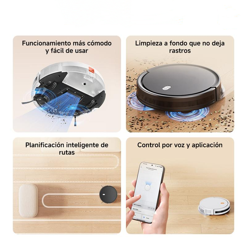 Robot Vacuum E5 Blanco| Funcionalidad de aspirado y limpieza en uno, para limpiar todo el piso