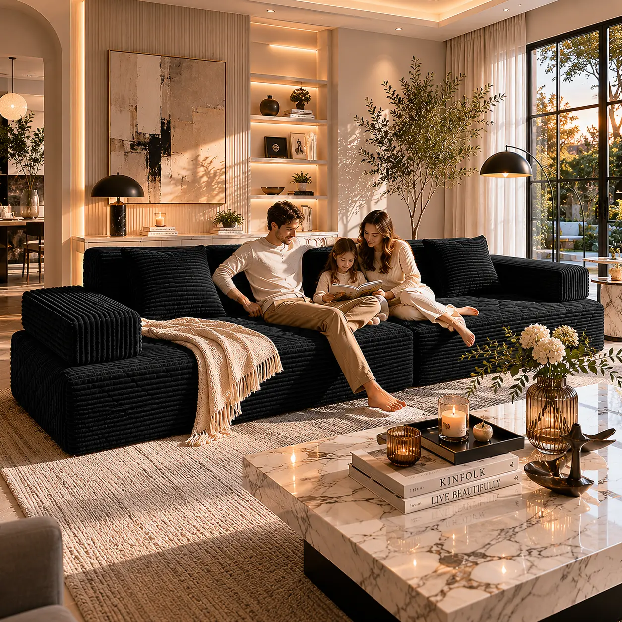 Sofá modular seccional sin estructura, chaise longue extragrande con asientos profundos, sofá cama modular Cloud, no requiere montaje, combinación libre, sofá seccional moderno. Sofá seccional sin estructura. Muebles de sala de estar.