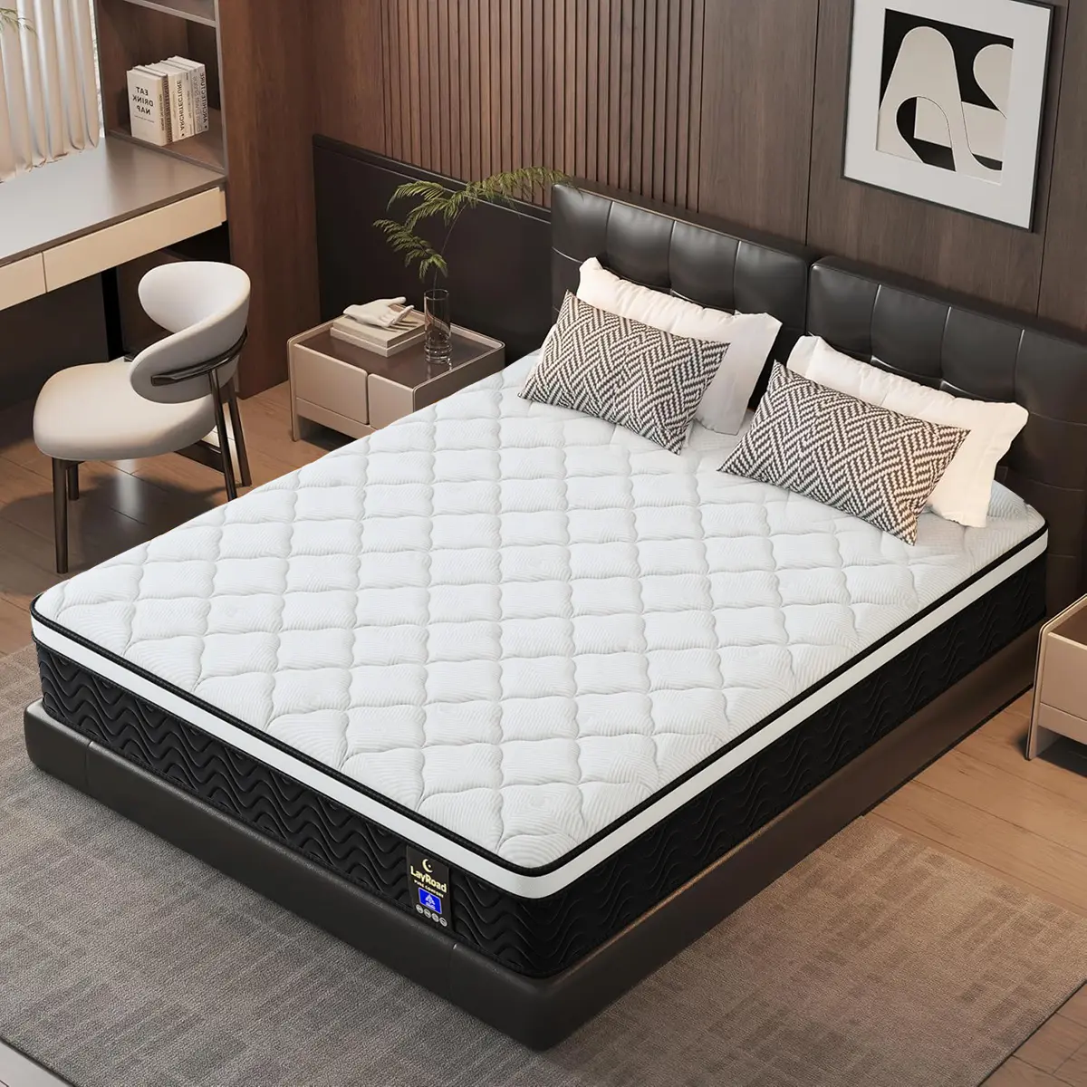 Colchón híbrido en caja de 12 o 14 pulgadas (tamaños Twin, Full, Queen o King) de espuma viscoelástica | Resortes ensacados + soporte por zonas | Suave y cómodo, alivio de presión, firmeza media, certificado CertiPUR-US