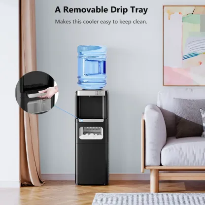 Dispensador de Agua con Máquina de Hielo, Carga Superior para Botellas de 5 Galones, Agua Caliente y Fría, con Seguro Infantil, Ideal para Hogar y Oficina