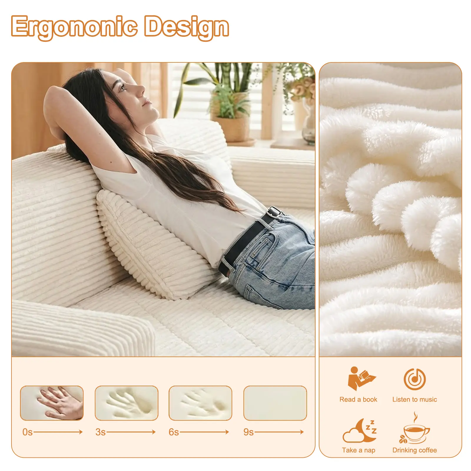 Sofá modular seccional sin estructura, chaise longue extragrande con asientos profundos, sofá cama modular Cloud, no requiere montaje, combinación libre, sofá seccional moderno. Sofá seccional sin estructura. Muebles de sala de estar.