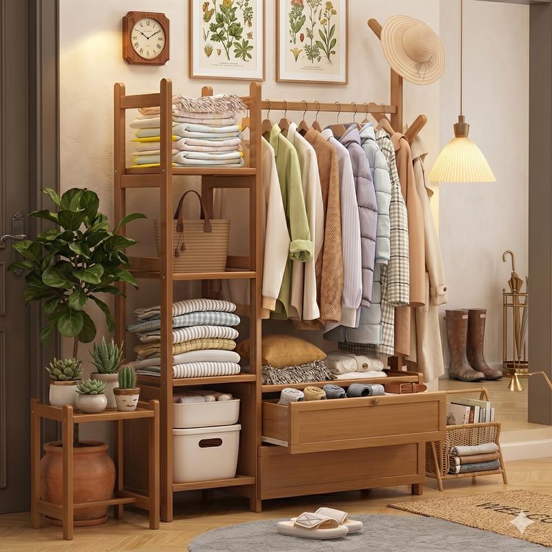 Perchero multifuncional Grande para organizar ropa Madera Closet Organizador