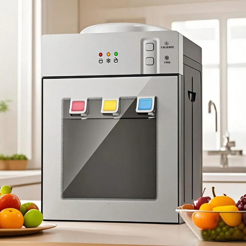 Dispensador De Agua Fría Caliente Y Templada Plateado HS-35 De Mesa Eléctrico Con 3 Salidas Compatible Con Garrafón 3.5L A 18.9L 110V Enfriamiento 75W Calentamiento 500W Ideal Para Hogar Oficina Dormitorio
