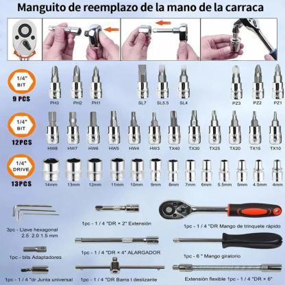 Kit de Herramientas Eléctricas Inalámbricas  4 en 1 con Taladro Percutor, Llave de Impacto, Motosierra y Soplador de Turbina, Motor Sin Escobillas, 2 Baterías y Luz LED