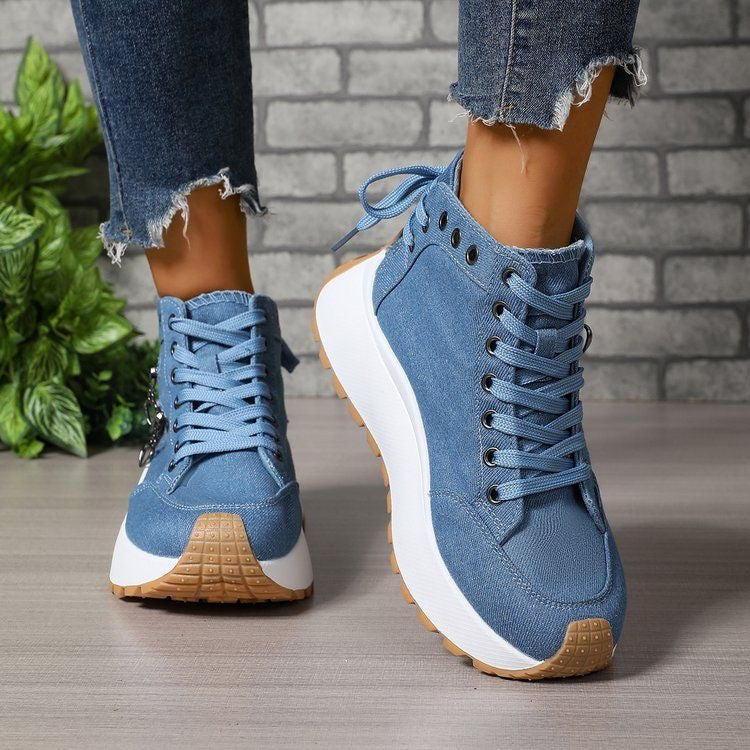 Zapatos casuales de plataforma con punta redonda