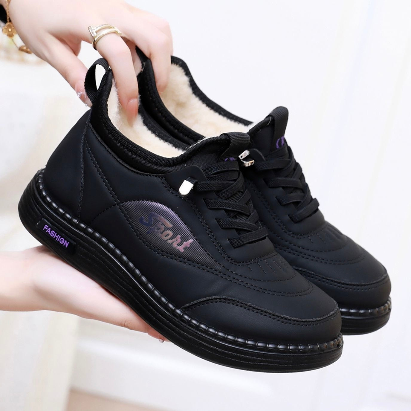 Zapatos de algodón con forro polar para mujer
