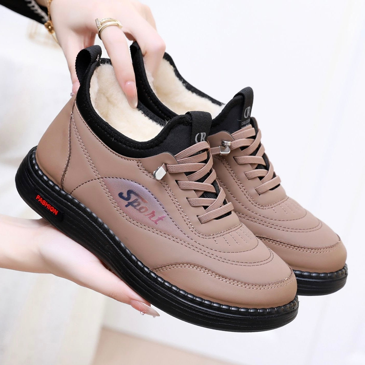 Zapatos de algodón con forro polar para mujer