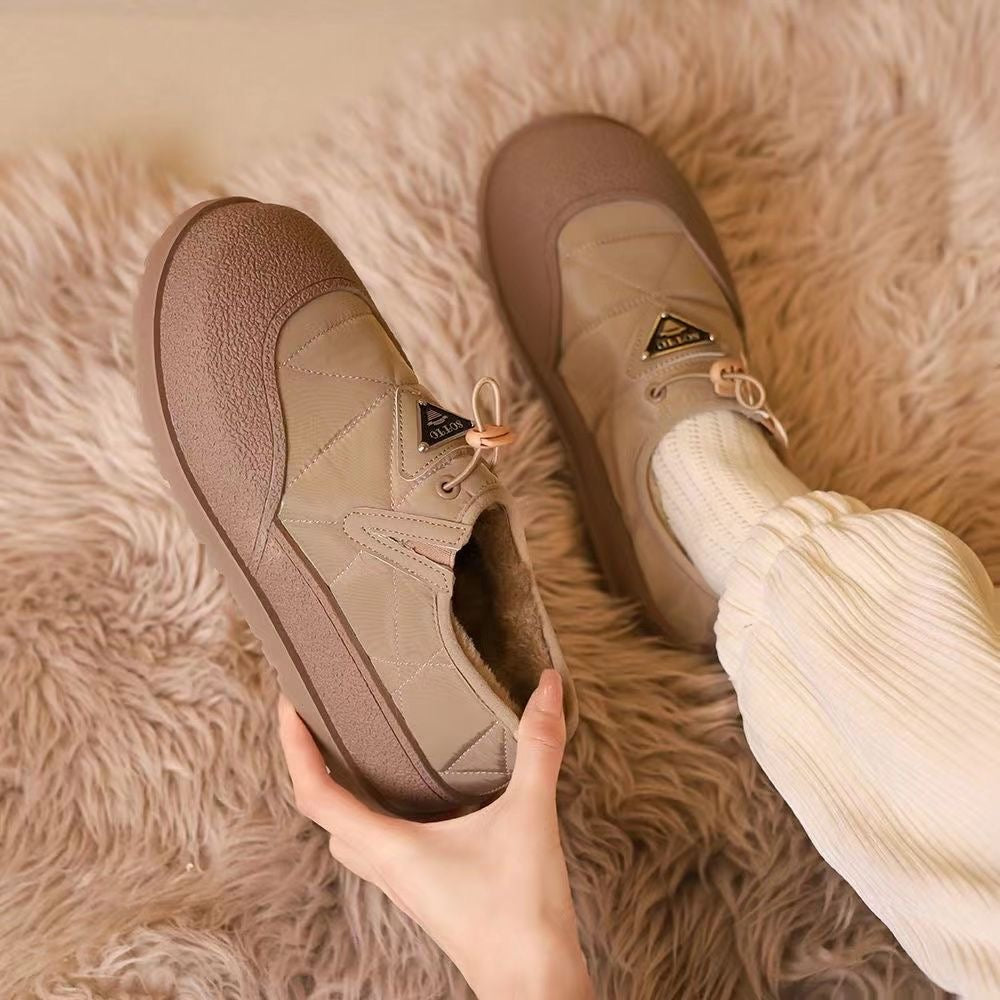 Zapatos casuales forrados de polar con hebilla elástica