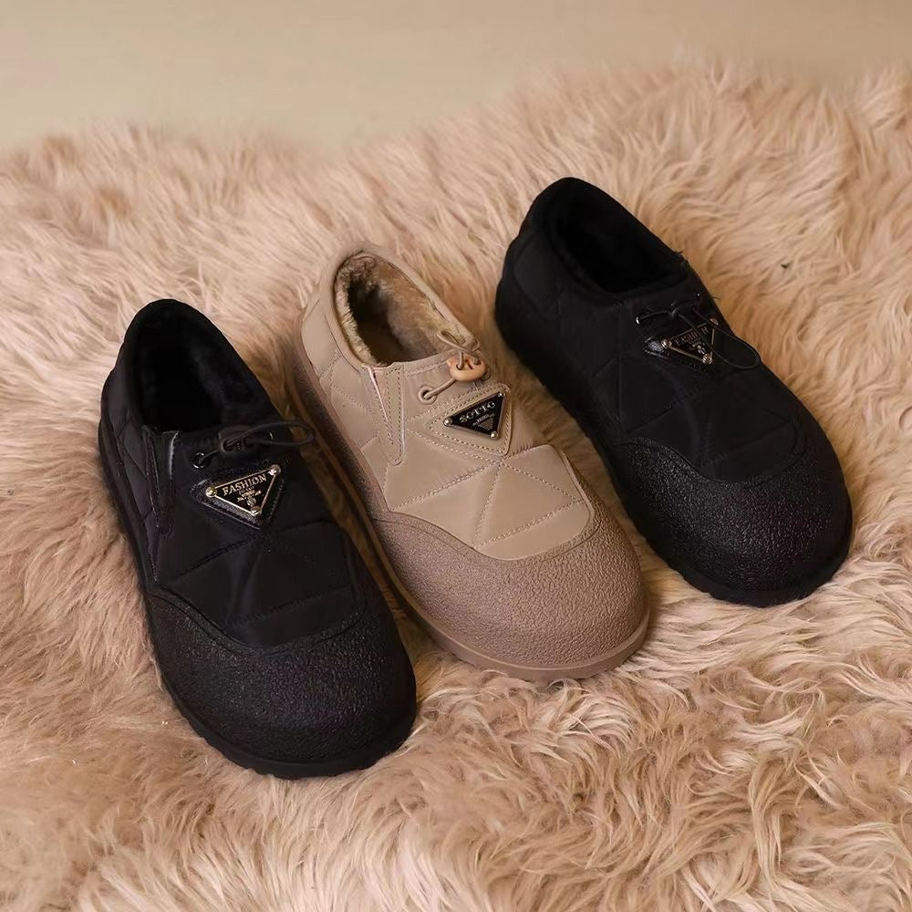 Zapatos casuales forrados de polar con hebilla elástica