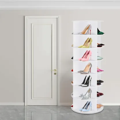 Zapatero Giratorio 360° de 7 Niveles, Organizador Circular para 28 Pares de Zapatos, Ahorra Espacio para Entrada, Dormitorio y Sala
