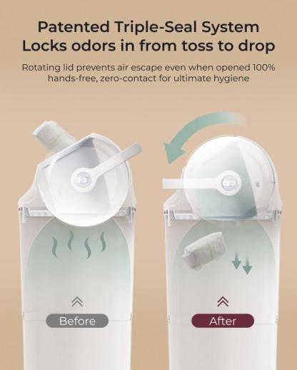 Cubo para pañales – Eliminación de residuos con control de olores para el dormitorio infantil. Diseñado para facilitar los cambios de pañales diarios y mantener el espacio limpio y sin malos olores.