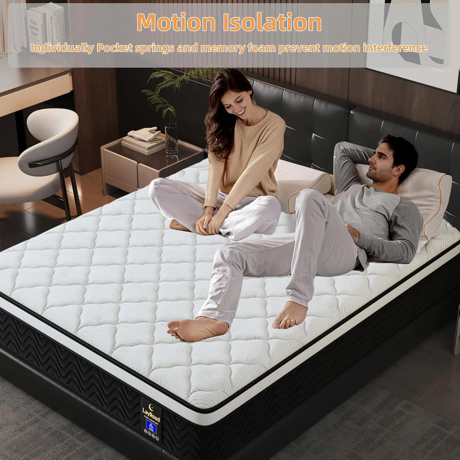Colchón híbrido en caja de 12 o 14 pulgadas (tamaños Twin, Full, Queen o King) de espuma viscoelástica | Resortes ensacados + soporte por zonas | Suave y cómodo, alivio de presión, firmeza media, certificado CertiPUR-US