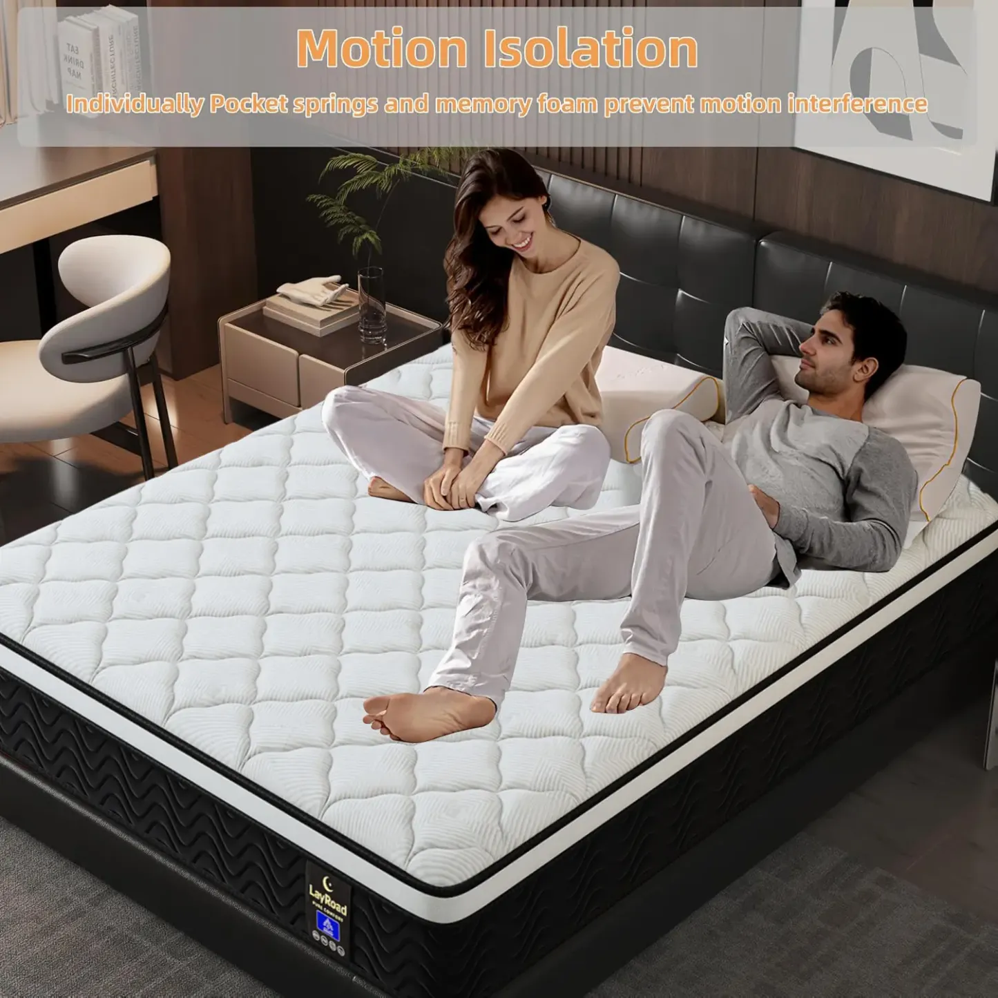 Colchón híbrido en caja de 12 o 14 pulgadas (tamaños Twin, Full, Queen o King) de espuma viscoelástica | Resortes ensacados + soporte por zonas | Suave y cómodo, alivio de presión, firmeza media, certificado CertiPUR-US