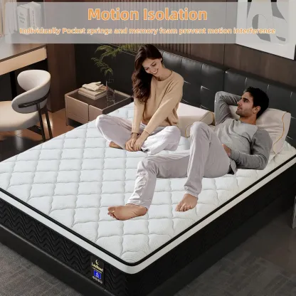 Colchón híbrido en caja de 12 o 14 pulgadas (tamaños Twin, Full, Queen o King) de espuma viscoelástica | Resortes ensacados + soporte por zonas | Suave y cómodo, alivio de presión, firmeza media, certificado CertiPUR-US