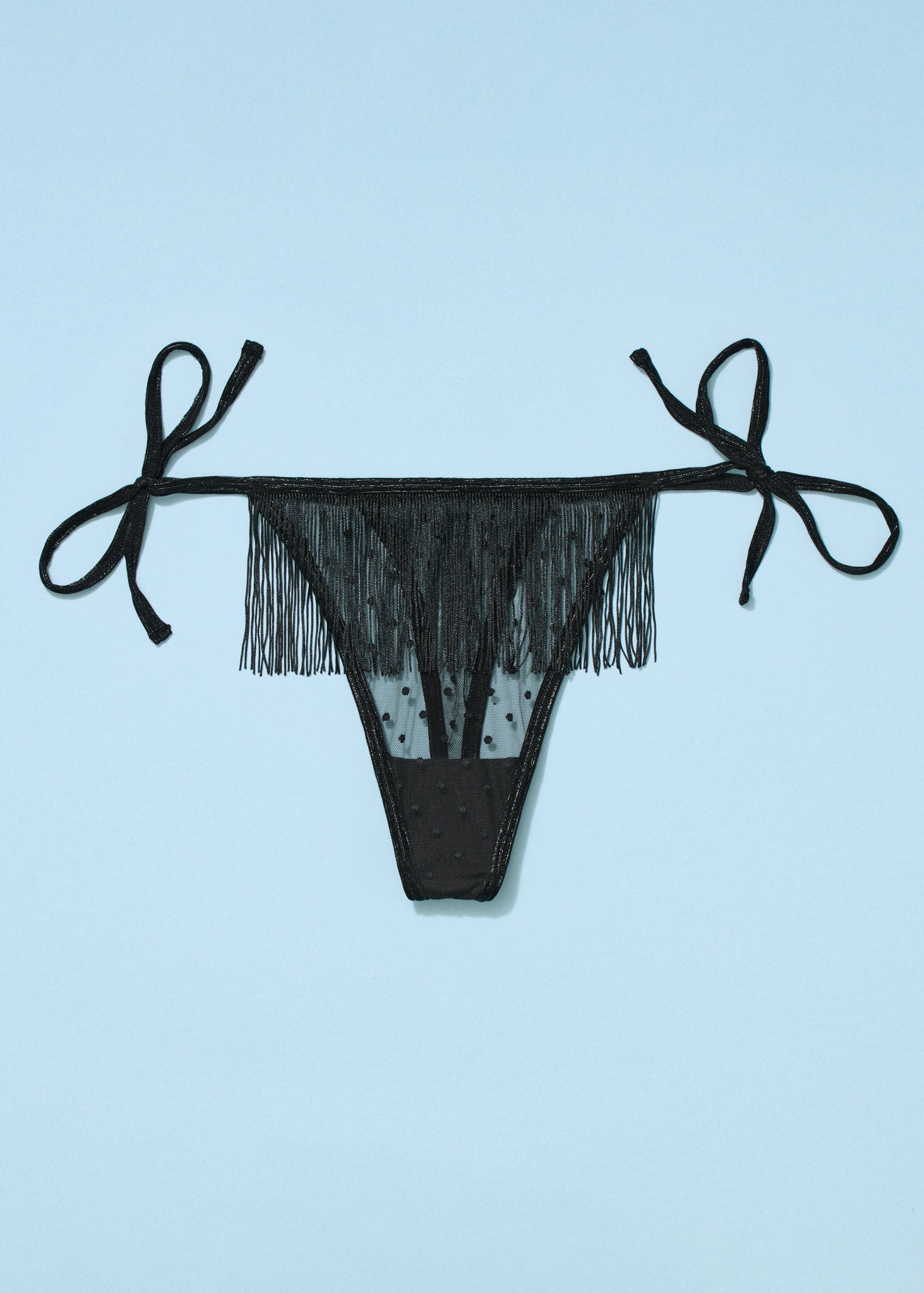 Fringe Glam Fringe Thong Black