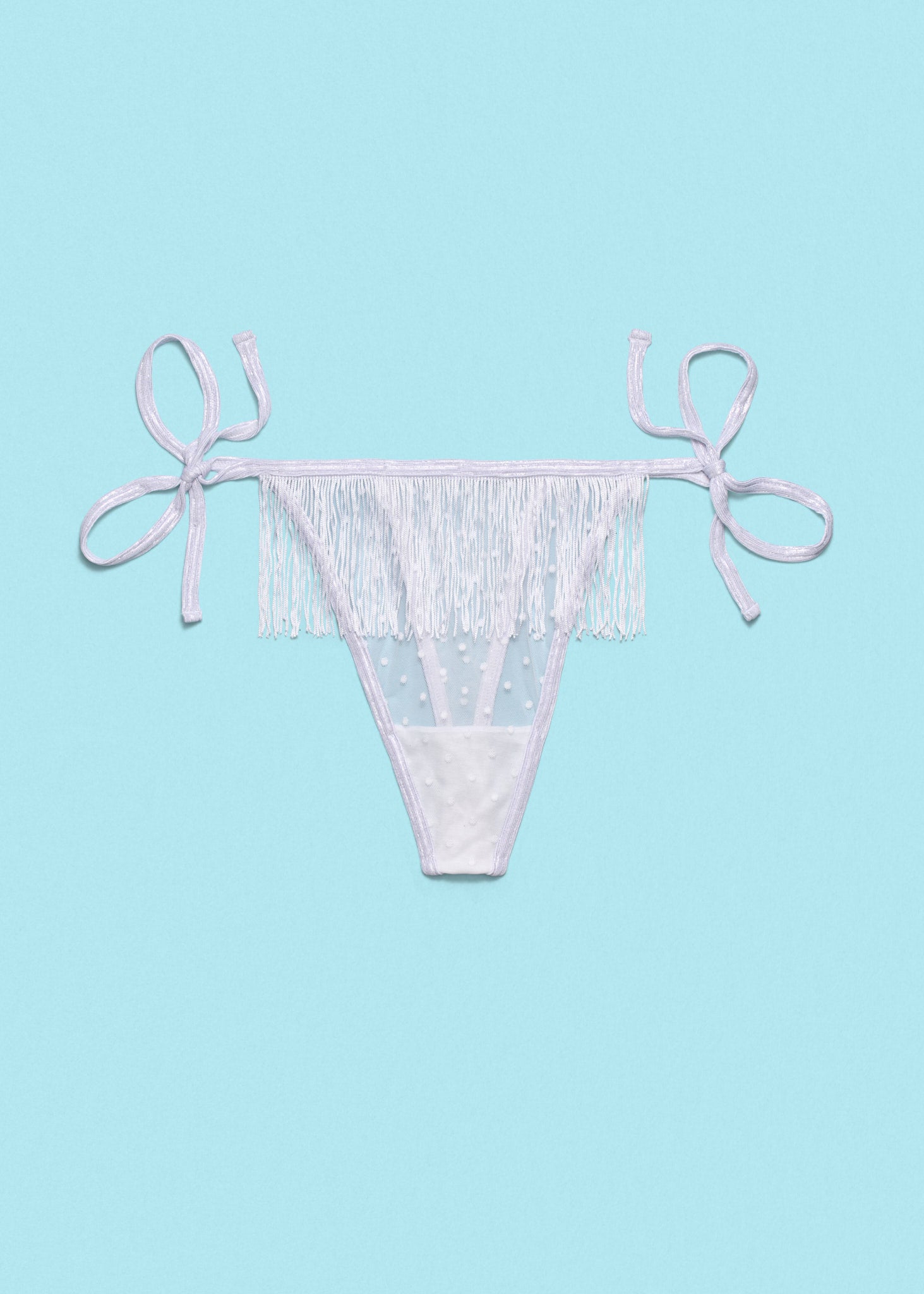 Fringe Glam Fringe Thong White