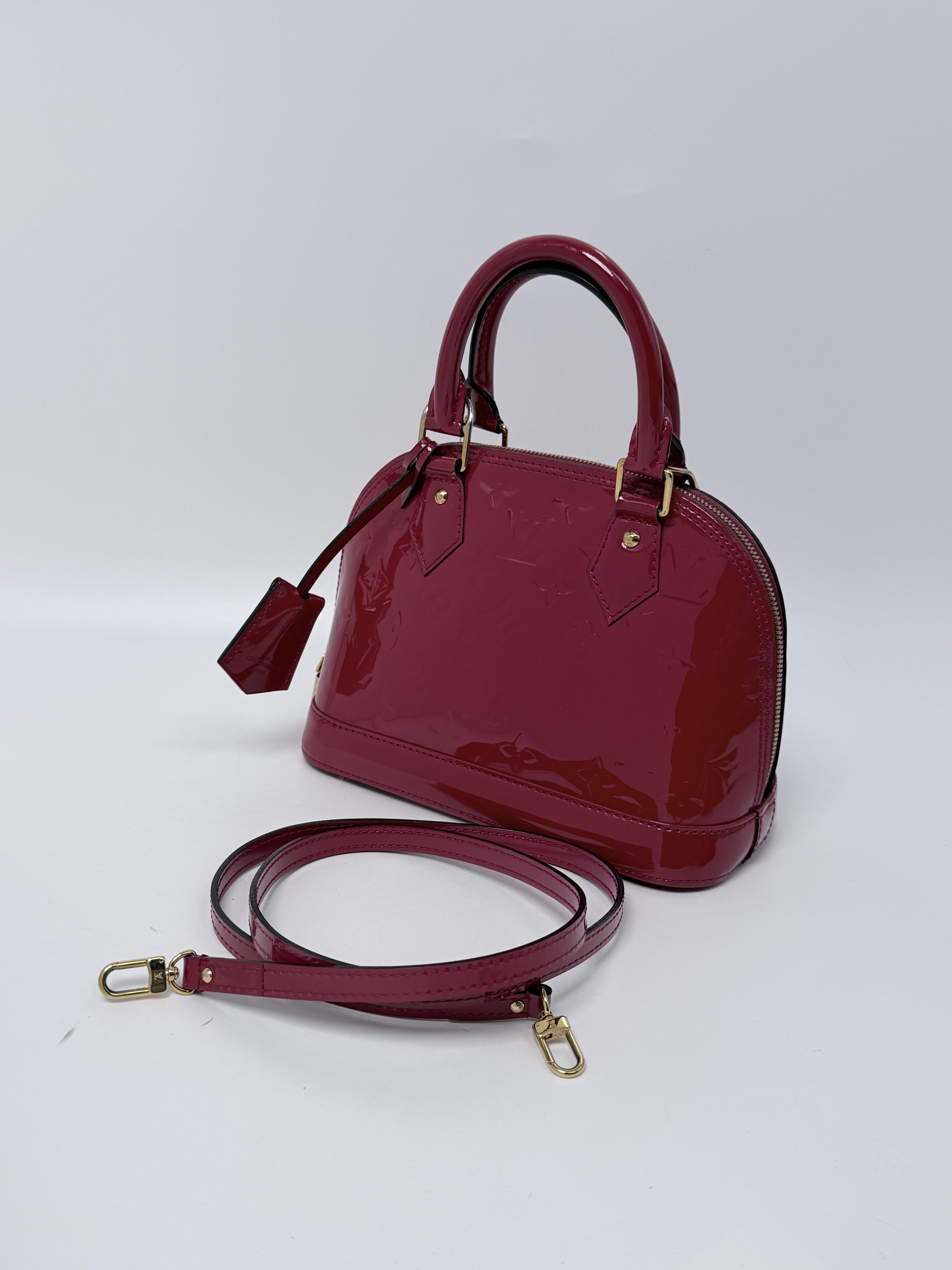 Monogram Vernis Alma BB Shoulder Handbag Strap Crossbody Bag JE288LV