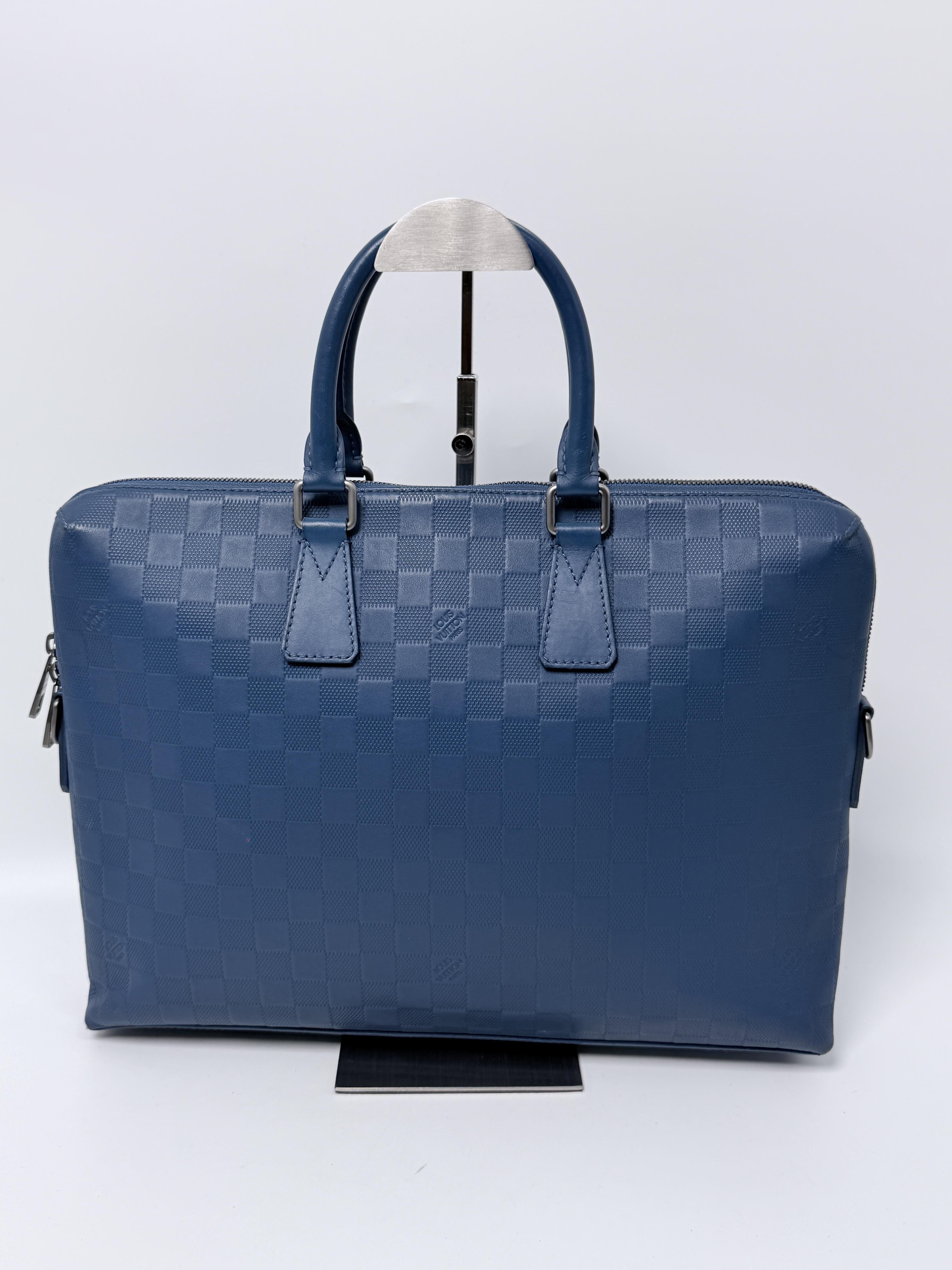 Louis Vuitton Damier Infini embossed leather Briefcase Damier Infini Leather Porte Documents Voyage PM Blue JA551LV