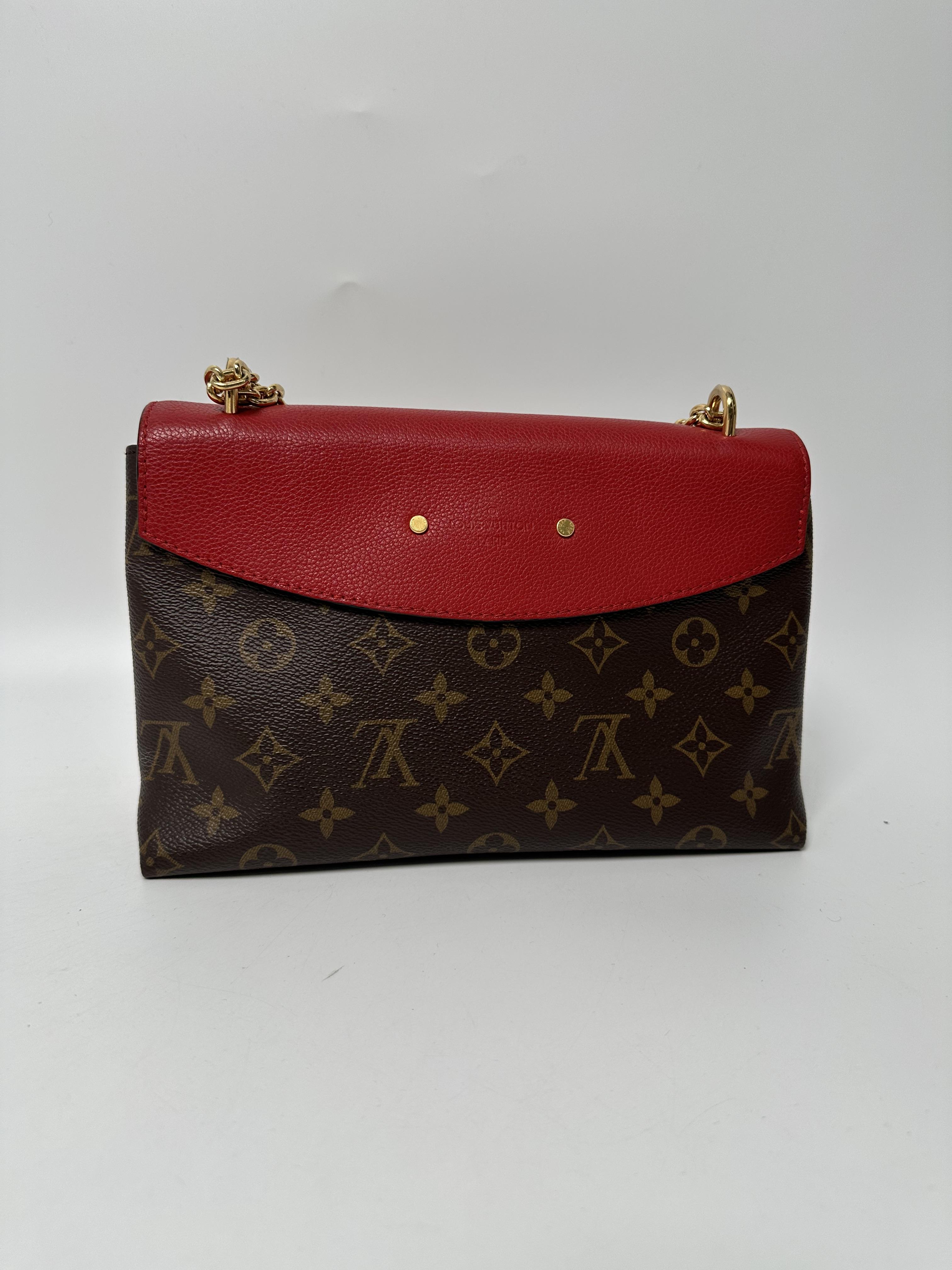 Pre-owned Louis Vuitton leather Crossbody Bags Monogram Saint Placide Cerise Red Shoulder Handbag Crossbody Bag ZS004LV