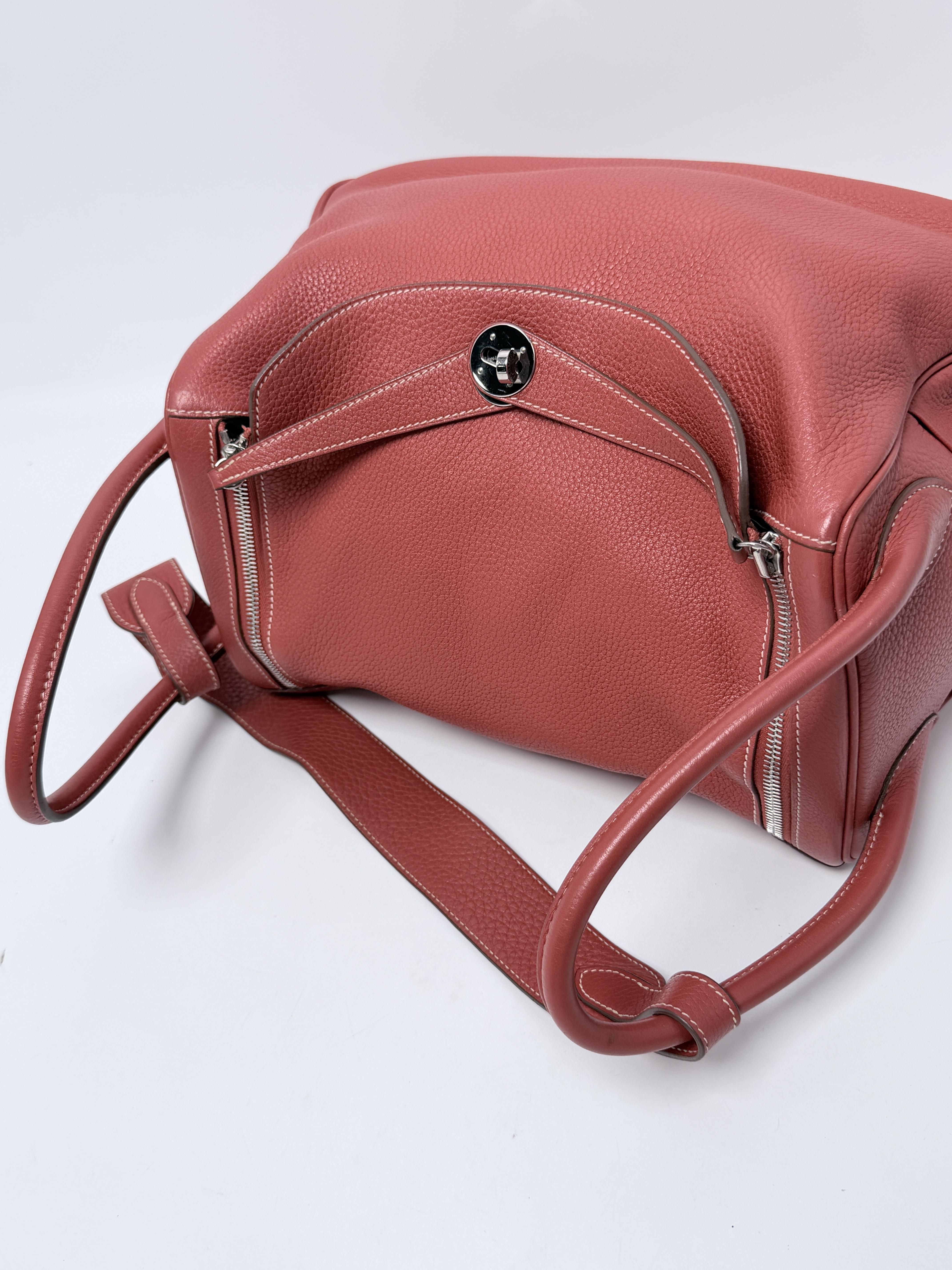 Lindy 34 Red Taurillon Clemence Travel Satchel Shoulder Bag PHW XU011HM