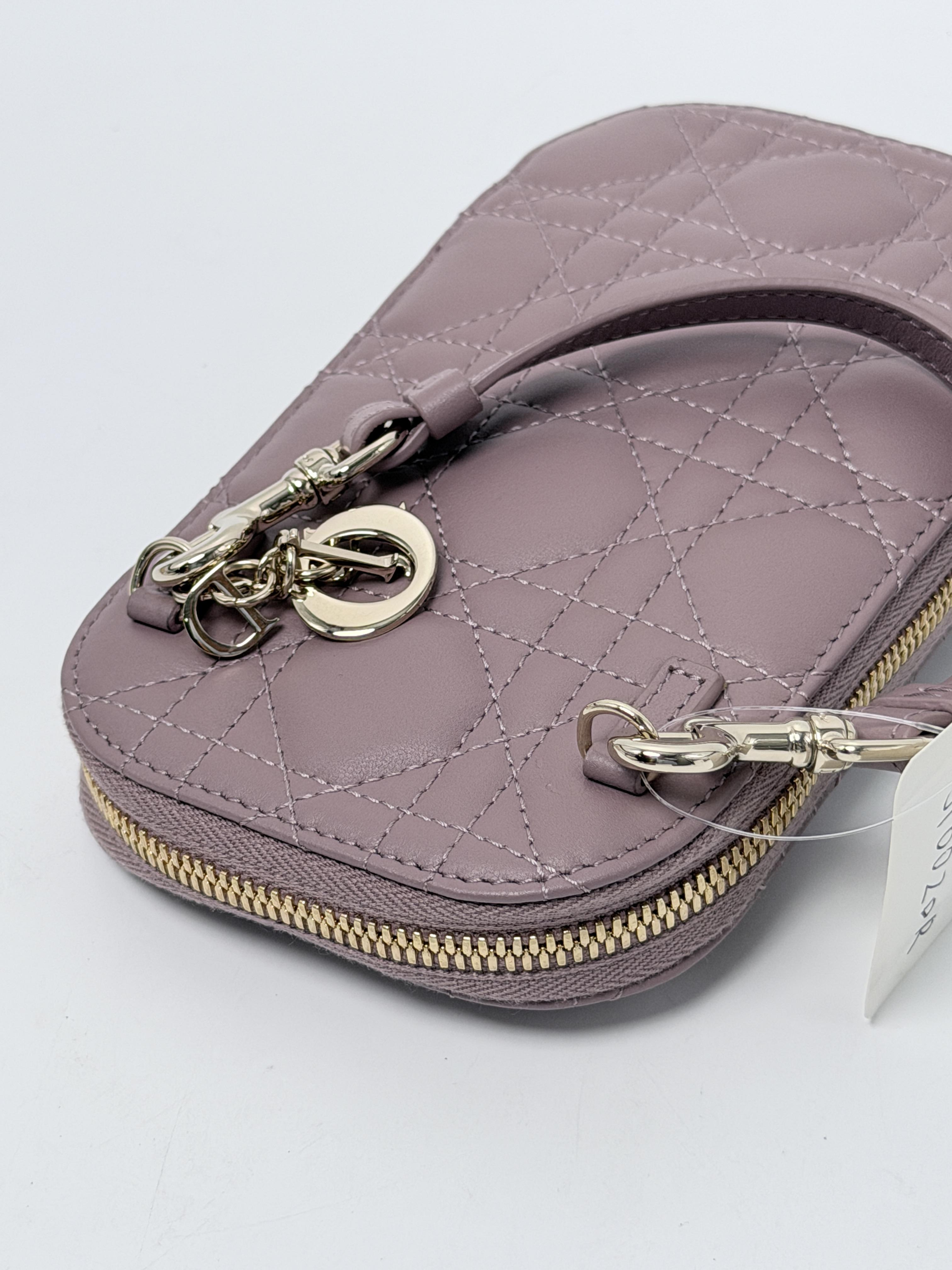Lady Phone Holder Mauve Cannage Lambskin Gold Chain Crossbody Bag JP002DR