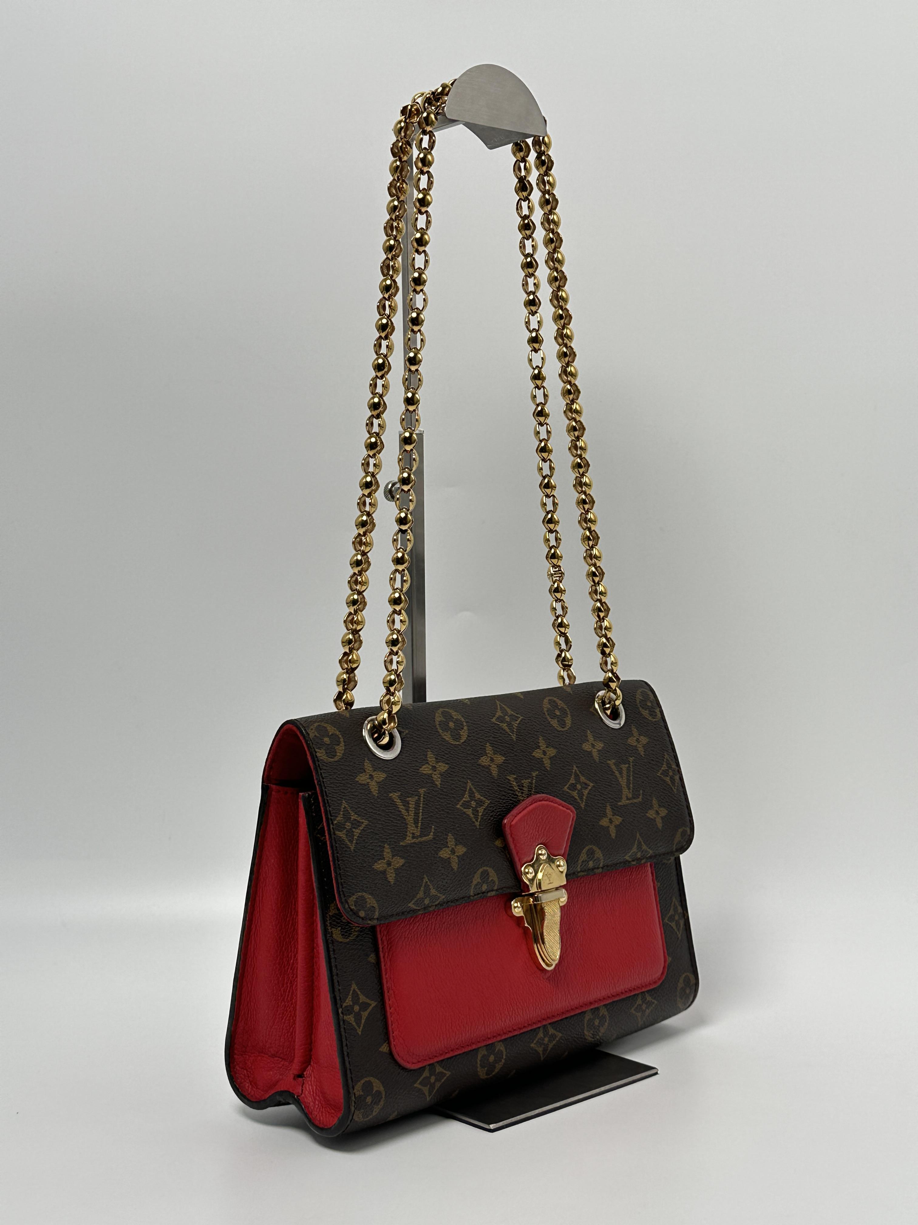 Pre-owned Louis Vuitton Canvas Shoulder Bags Monogram Victoire Chain Crossbody Bag Cerise Shoulder Handbag JE604XLV