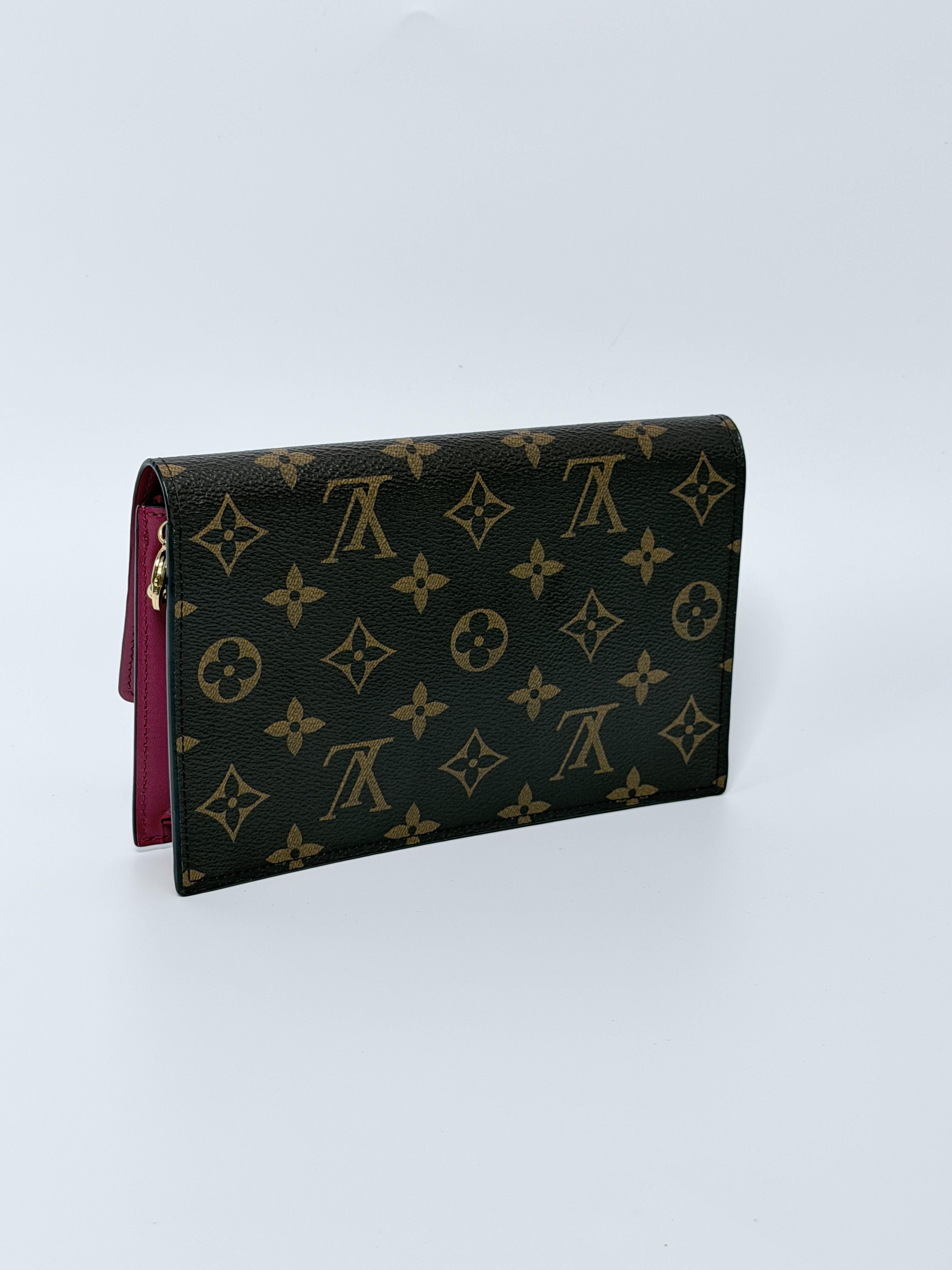 Pre-owned Louis Vuitton Canvas Shoulder Bags Authentic Monogram Flore Chain Wallet Fuchsia Shoulder Handbag JD056LV