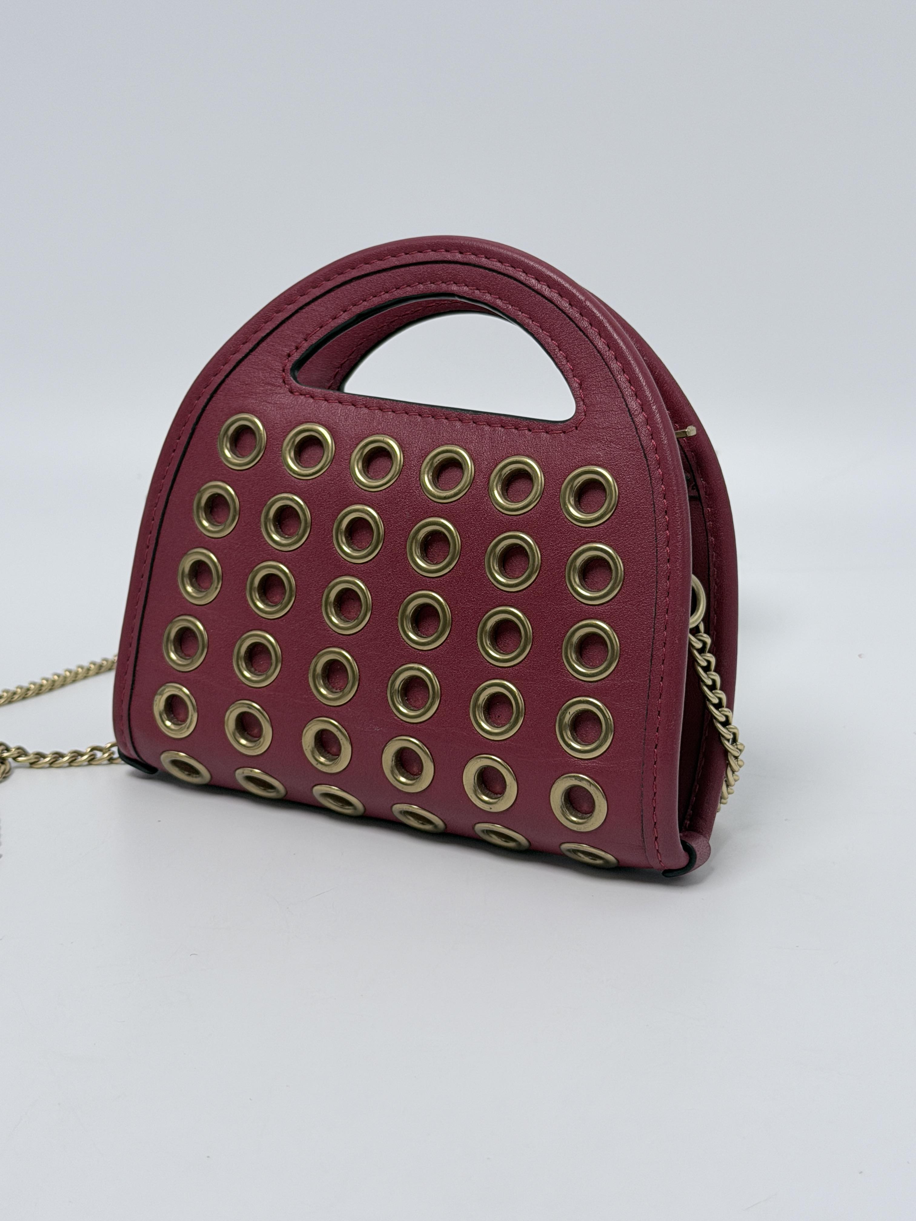 Grommets Top Handle Card Case Ruby Pink Crossbody Handbag GN002CH